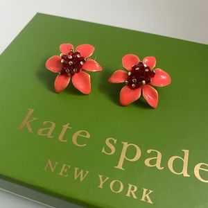 Kate Spade Coral Flower Statement Earrings